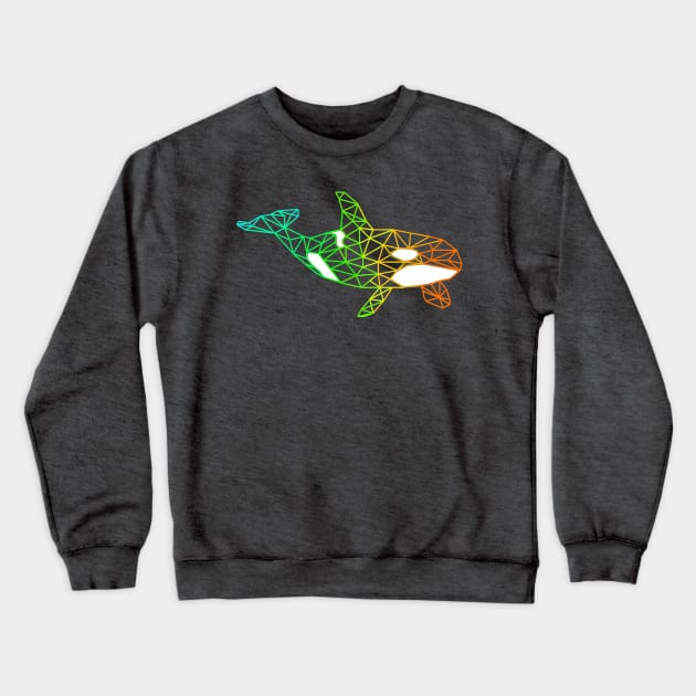 Rainbow geometric orca Crewneck Sweatshirt by Wild Geometric